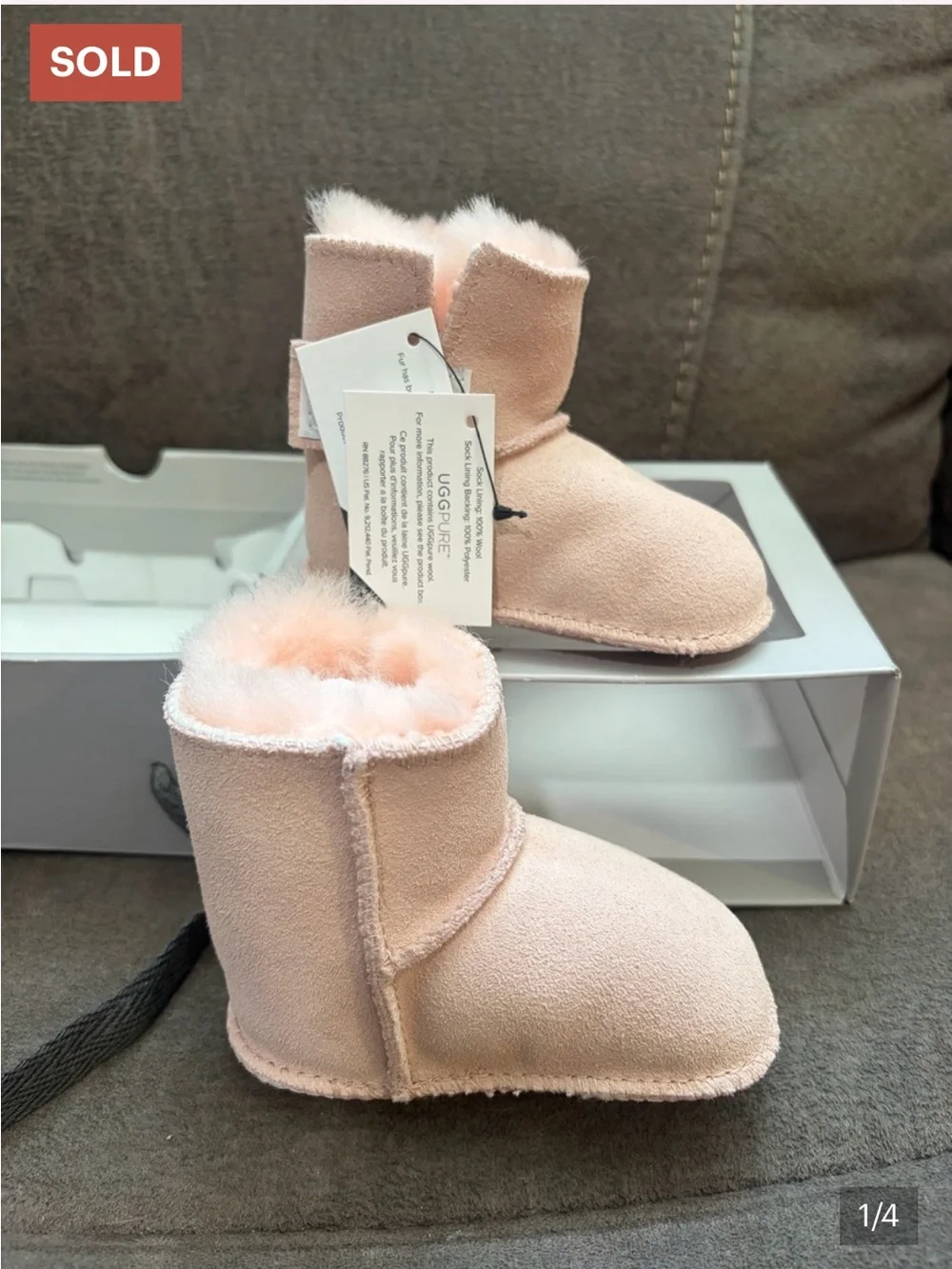 UGG Kids Blush Pink Shearling Booties